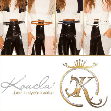 Trendy leatherette waist belt Beige